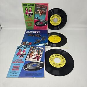 Little Golden Book Christmas Book 7" Records Rudolph Frosty‎ Night Before 45s
